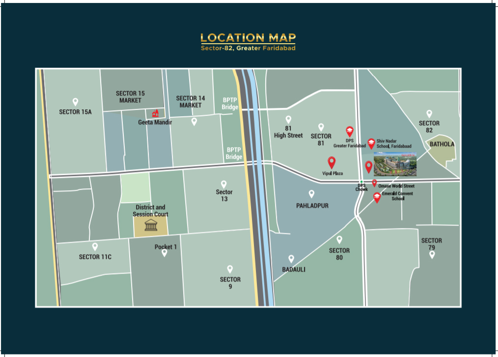 Galleria, Sector 82 Faridabad location map
